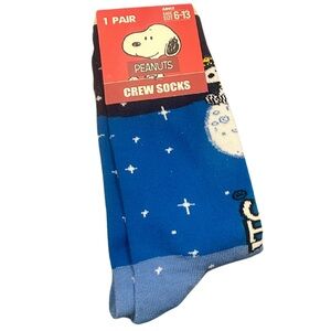 Peanuts Snoopy & Woodstock Moon Crew Socks | O/S Adult - Shoe Size 6-13 | NWT